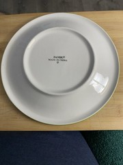 Set of 3 DANSK BANDS Yellow With Green Band 11.5” Dinner Plates NH3-982