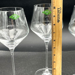 Set of 3 Shannon Crystal Clear Wine Glass Burgundy Wide Bottom w Tags 10″ Tall