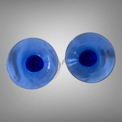 Set Of 2 Vintage Luminarc Cobalt Blue Stem Iced Tea/ Water Glass Goblet 7” Tall
