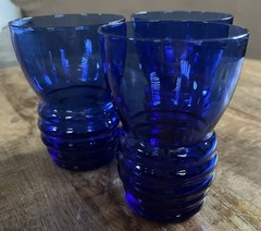 Vintage c.1930’s Imperial Cobalt Blue Glass Shaeffer-set of 3 Tumblers
