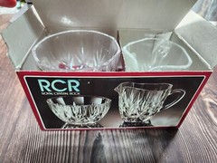 Royal Crystal Rock SUGAR & CREAM SET LINEA G Made in Italy Lead Crystal RCR