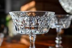 Pair of 2 Crystal Gorham De Medici Champagne Tall Sherbet Coupe Glasses Wedding