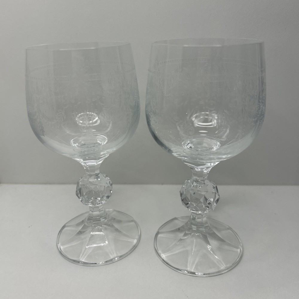 Cristal D’Arques-Durand «Dampierre» Bohemia Crystal Etched Goblet Set 2