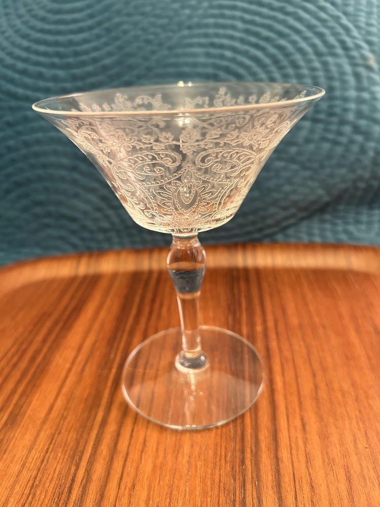 Vintage Morgantown Crystal Stemware Etched Champagne Coupe