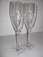 Champagne Flutes with Square Stem and Square Base (2) – MAKE OFFER!
