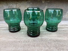 4 Vintage Weston Louie ‘Chico Marx’ Emerald Green Glass w/ Platinum Rings 2.5 oz