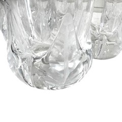 Heavy Crystal Elegant Embellished Frosted 3D Leaf Base Highball Glasses-Set of 6