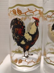 🔥 2 Vintage Crisa by Libbey Clear Glasses 12 oz Tumblers/Glasses Rooster Design