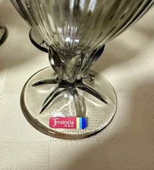 NWOB Set Of 4 Fostoria Monet Gray Ribbed Footed Water Glasses 6-7/8” Goblets