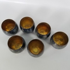 VINTAGE MCM Silver Mirror Plated Barware Tumbler Punch Cups 6pc