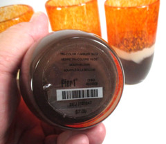 Pier 1 Tumblers 4 Mouth Blown Tri-Color Orange Speckle Cream Brown 16oz Glasses