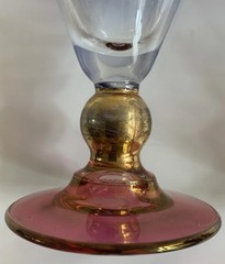 2 VTG Iridescent Wine Cocktail Glasses Golden Ball Step Cristallerie Si-An ITALY