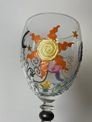 Vintage Smithereens Wine Glass Virgo Hand Painted Zodiac 8 1/8”