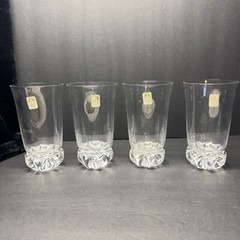 Four SASAKI Vintage Fine Art Glass Crystal Glasses Heavy Swirl Base to Fine Rim