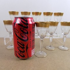 10 Glastonbury Lotus Rambler Rose 4.25″ Cordial Glasses Floral Gold Band