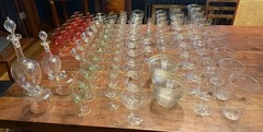 101 Pc, Belle Époque Gilt-Monogrammed Glass Service, in the manner of Baccarat
