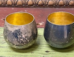 Lot 8 Vintage MCM Sheridan Silverplate EP Roly Poly Cordial Cups 1.75″ Punch