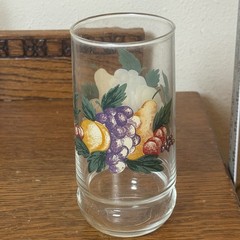 Vintage Oneida Fruit Motif Glasses Set of 7 Grape Pear Lemon MCM