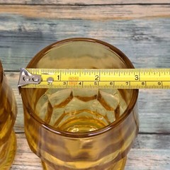 2 Anchor Hocking Amber Yellow Gold Georgian Juice Glasses Honeycomb 8 Oz