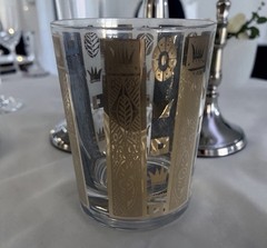 Vintage Clear Glass W/ 22k Gold Design 4.4″ T & 3.5″ D Cocktail Glass Excellent