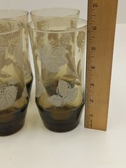 Vintage Libbey 12 Oz. Glass Tumblers Raised Leaves Pattern Set Of 4