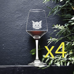 Black Cat Wine Glasses x4 Premium 12 Oz Personalize Scary Horror Animal NEW