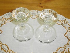 Vintage 25th WEDDING ANNIVERSARY 4″ Clear Stemmed Glasses ~ Set of 2 ~
