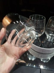 Set (4) Stemless Wine Glasses 4-1/4″ Tumblers- Crystal Lenox signed plain 16 oz.