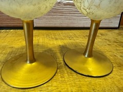 MCM 1950s Imperlux Satin Crystal Cordial Glasses with 22k Gold Leaf (Set of 2)