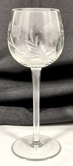 2 Vtg Art Deco Etch Cut Daisy Floral Leaf Hock Wine Glasses Goblets 7 1/2″ Tall
