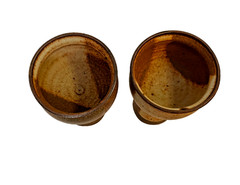 2 Vintage Stoneware Pottery Goblets 6″ Lot A