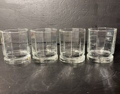 Vintage Anchor Hocking Essex Clear 10 Panel Footed Juice Glasses 6 oz Set 4
