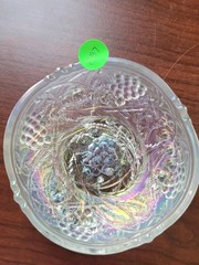 Pretty White US Glass Carnival Glass Palm Beach Berry Bowl Gooseberry Interior