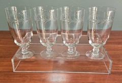 Fostoria Holly #6030 Stemmed Footed Crystal Iced Tea Tumblers 1942-80 Set of 4