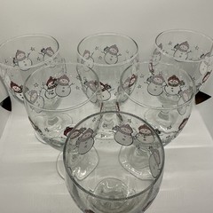 Set Of 6 Libbey Christmas Snowman Ice Tea Water Glass Stemmed Goblets 7″