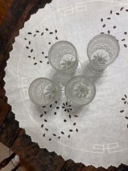 Set of 4 Vtg Wexford Anchor Hocking Glass Water Wine Goblets Diamond Cut Stemmed