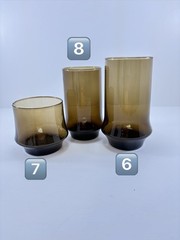 SET OF 21 LIBBEY CHOCOLATE BROWN BELAIRE BEVERAGE GLASS TUMBLER VINTAGE MCM