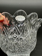 Crystal Bowl Cut Glass Imperial Star Burst Design Flower Ruffle Rim 6.5 Diameter