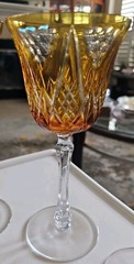 (4) Ajka Marsala Amber Wine Goblets 8 3/16″ High, Rim 3.5″ Diameter EXCELLENT