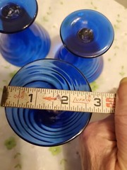 VTG 3PC HANDBLOWN COBALT BLUE SWIRL SHOT GLASSES