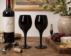 Pair Morgantown Amethyst Wine Glasses