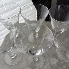 Tiffin»Nancy Prentiss» Etched Rose w/Swirl Stem Juice, Glasses Milburn Rose 6