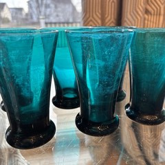 Royal Leerdam Williamsburg CW5T Blenko Emerald Ice Tea Glasses (6) Rare NOTE