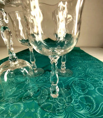 4 Fostoria Crystal Cellini Water Drinking Glasses Loop Optic Stem Wine