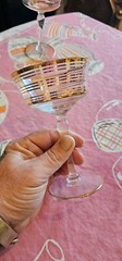 Vintage Glastonbury Lotus Gold Banded Champagne Cocktail Coupe Stems Pair 5¾»