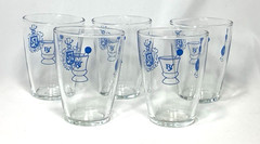 Libbey Novelty Tumblers Pharmacy Rx Vintage Barware Juice Set of 5 Glasses 3.5″