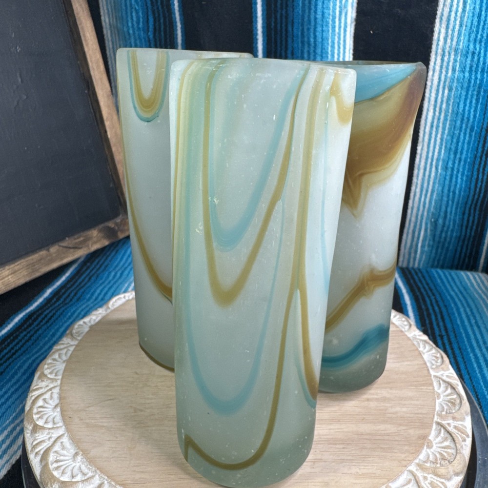 VTG Spiral Bubble 6.5″ Art Glass Hand Blown Mate Bubble Glass Tumbler OOAK Rare!
