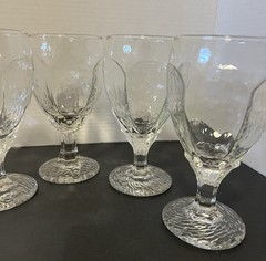 4 Vintage Libbey Chivalry Clear Glass Water Goblets Textured Panel 6.5”H 2