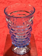 Indiana Glass Whitehall Colony Ice Blue Cubist 6” Footed Tumblers 5pc Ex Cond