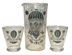 Georges Briard Higher You Go Hot Air Balloon Cocktail Set Gold Accent MCM
